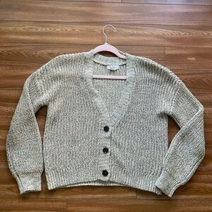 Yes Lola Beige Button-Up Cardigan Sweater